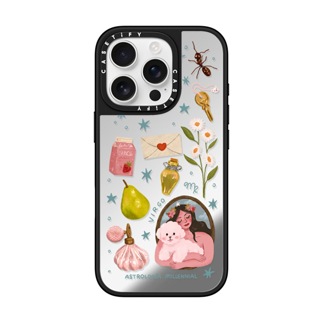 CASETiFY iPhone 16 Pro Case Silver on Black ミラーケース MagSafe対応 Virgo astrologia millennial Back to School CASETiFY iPhone 16 Pro Case Silver on Black ミラーケース MagSafe対応 Virgo astrologia millennial Back to School