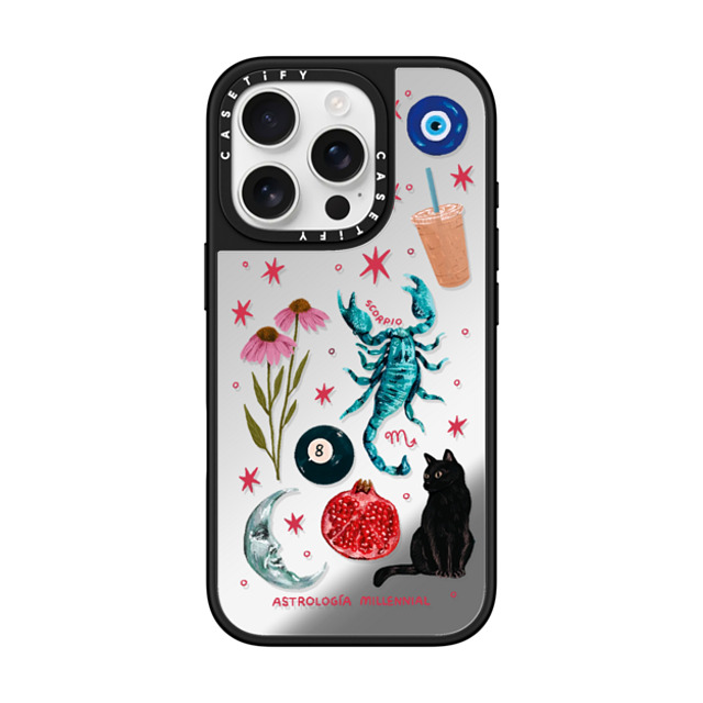 CASETiFY iPhone 16 Pro Case Silver on Black ミラーケース MagSafe対応 Scorpio astrologia millennial Back to School CASETiFY iPhone 16 Pro Case Silver on Black ミラーケース MagSafe対応 Scorpio astrologia millennial Back to School
