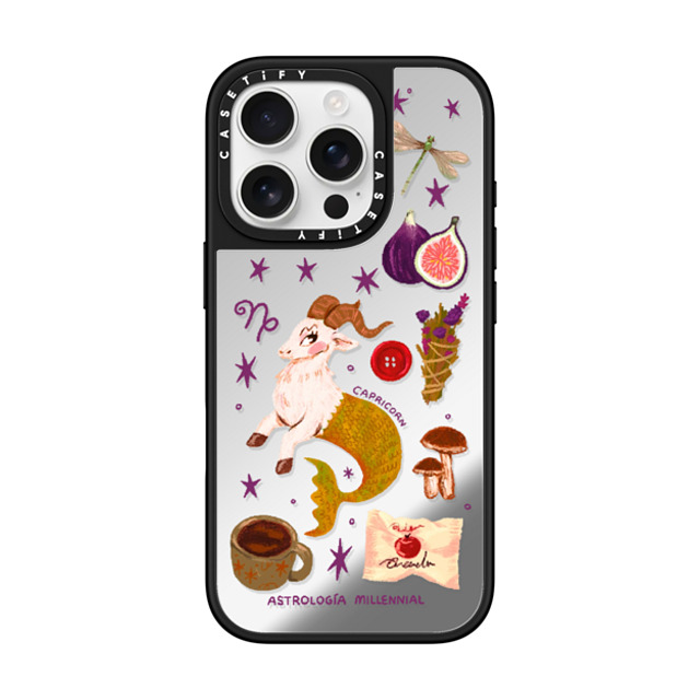 CASETiFY iPhone 16 Pro Case Silver on Black ミラーケース MagSafe対応 Capricorn astrologia millennial Back to School CASETiFY iPhone 16 Pro Case Silver on Black ミラーケース MagSafe対応 Capricorn astrologia millennial Back to School
