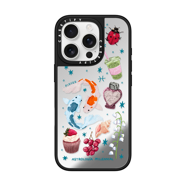 astrologiamillennial x CASETiFY iPhone 16 Pro Case Silver on Black ミラーケース MagSafe対応 Pisces astrologiamillennial x CASETiFY iPhone 16 Pro Case Silver on Black ミラーケース MagSafe対応 Pisces