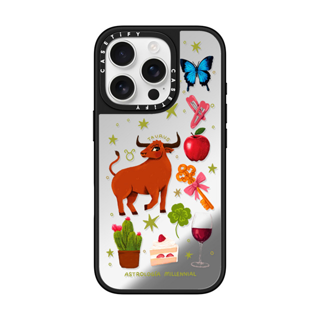 CASETiFY iPhone 16 Pro Case Silver on Black ミラーケース MagSafe対応 Taurus astrologia millennial Back to School CASETiFY iPhone 16 Pro Case Silver on Black ミラーケース MagSafe対応 Taurus astrologia millennial Back to School