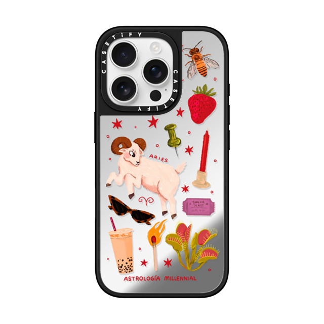 astrologiamillennial x CASETiFY iPhone 16 Pro ケース Silver on Black ミラーケース MagSafe対応 Aries Father's Day astrologiamillennial x CASETiFY iPhone 16 Pro ケース Silver on Black ミラーケース MagSafe対応 Aries Father's Day