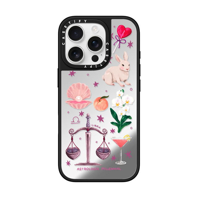 CASETiFY iPhone 16 Pro ケース Silver on Black ミラーケース MagSafe対応 Libra astrologia millennial Back to School CASETiFY iPhone 16 Pro ケース Silver on Black ミラーケース MagSafe対応 Libra astrologia millennial Back to School