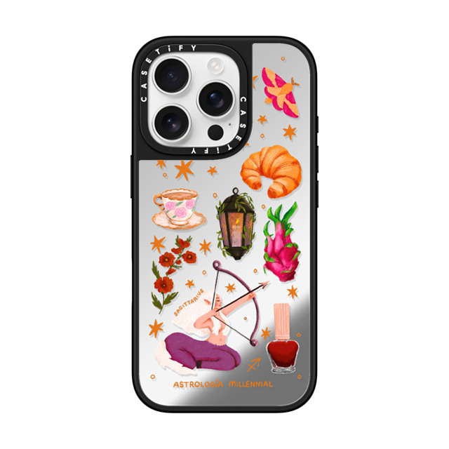 astrologiamillennial x CASETiFY iPhone 16 Pro Case Silver on Black ミラーケース MagSafe対応 Sagittarius astrologiamillennial x CASETiFY iPhone 16 Pro Case Silver on Black ミラーケース MagSafe対応 Sagittarius