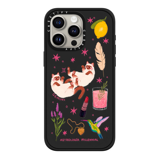 astrologiamillennial x CASETiFY iPhone 15 Pro Max Case Matte Black Impact Case MagSafe Compatible Gemini astrologiamillennial x CASETiFY iPhone 15 Pro Max Case Matte Black Impact Case MagSafe Compatible Gemini