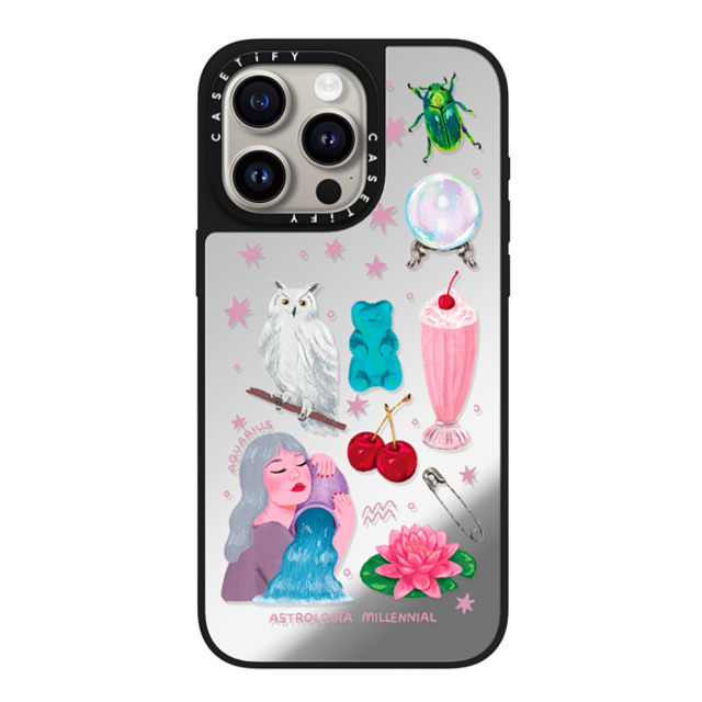 astrologiamillennial x CASETiFY iPhone 15 Pro Max Case Silver on Black ミラーケース MagSafe対応 みずがめ座 astrologiamillennial x CASETiFY iPhone 15 Pro Max Case Silver on Black ミラーケース MagSafe対応 みずがめ座