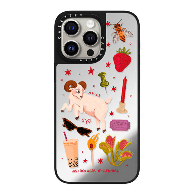 astrologiamillennial x CASETiFY iPhone 15 Pro Max Case Silver on Black ミラーケース MagSafe対応 Aries astrologiamillennial x CASETiFY iPhone 15 Pro Max Case Silver on Black ミラーケース MagSafe対応 Aries