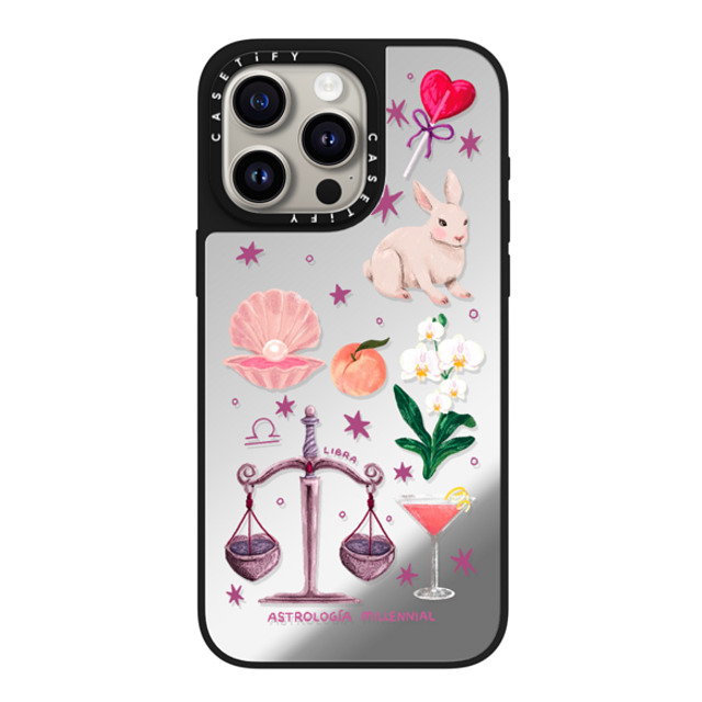 astrologiamillennial x CASETiFY iPhone 15 Pro Max Case Silver on Black ミラーケース MagSafe対応 Libra astrologiamillennial x CASETiFY iPhone 15 Pro Max Case Silver on Black ミラーケース MagSafe対応 Libra
