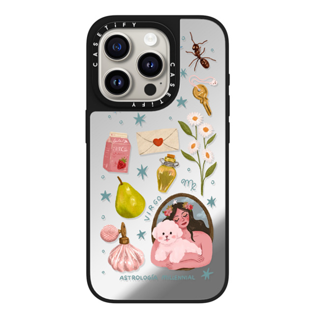 astrologiamillennial x CASETiFY iPhone 15 Pro Case Silver on Black ミラーケース MagSafe対応 Virgo astrologiamillennial x CASETiFY iPhone 15 Pro Case Silver on Black ミラーケース MagSafe対応 Virgo