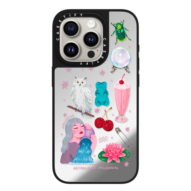 astrologiamillennial x CASETiFY iPhone 15 Pro Case Silver on Black ミラーケース MagSafe対応 みずがめ座 astrologiamillennial x CASETiFY iPhone 15 Pro Case Silver on Black ミラーケース MagSafe対応 みずがめ座