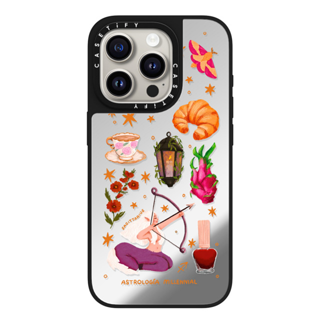 astrologiamillennial x CASETiFY iPhone 15 Pro Case Silver on Black ミラーケース MagSafe対応 Sagittarius astrologiamillennial x CASETiFY iPhone 15 Pro Case Silver on Black ミラーケース MagSafe対応 Sagittarius
