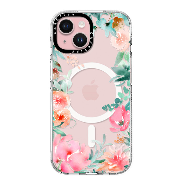 designlovefest x CASETiFY iPhone 15 Case Floral,Fine Art クリア クリア ケース MagSafe対応 Lush Floral Watercolor Transparent by Julie Song Ink Back to School designlovefest x CASETiFY iPhone 15 Case Floral,Fine Art クリア クリア ケース MagSafe対応 Lush Floral Watercolor Transparent by Julie Song Ink Back to School