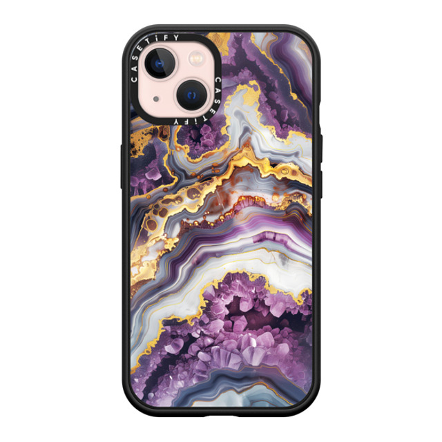 Nature Magick x CASETiFY iPhone 13 ケース マットブラック インパクトケース MagSafe対応 Purple Amethyst Crystal Marble