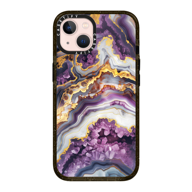 Nature Magick x CASETiFY iPhone 13 ケース ブラック インパクトケース Purple Amethyst Crystal Marble