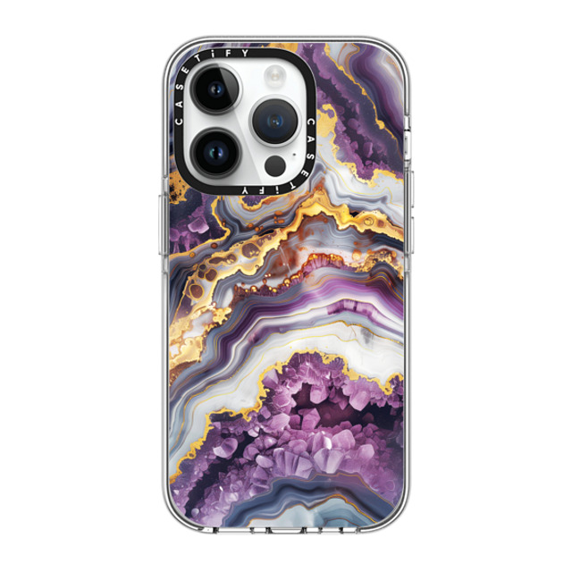 Nature Magick x CASETiFY iPhone 14 Pro ケース クリア クリア ケース MagSafe対応 Purple Amethyst Crystal Marble