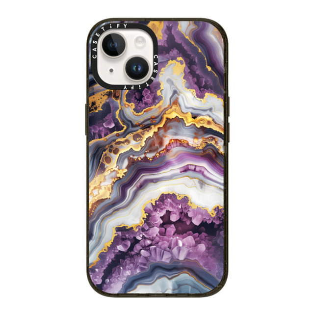 Nature Magick x CASETiFY iPhone 14 ケース ブラック インパクトケース Purple Amethyst Crystal Marble