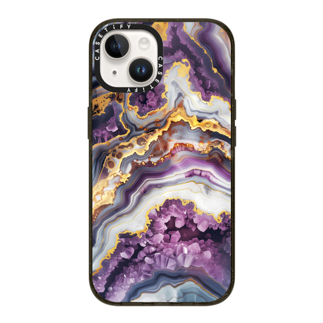 Nature Magick x CASETiFY iPhone 14 ケース ブラック インパクトケース MagSafe対応 Purple Amethyst Crystal Marble