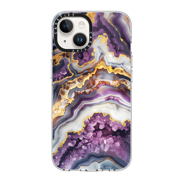 Nature Magick x CASETiFY iPhone 14 ケース クリア クリア ケース MagSafe対応 Purple Amethyst Crystal Marble