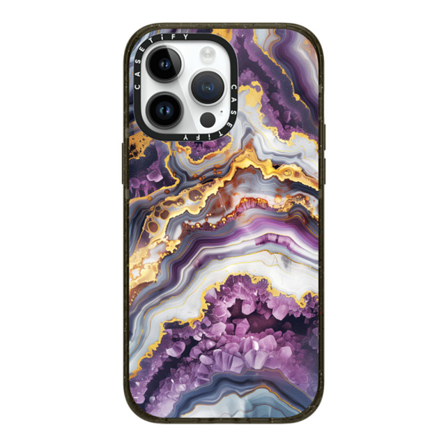 Nature Magick x CASETiFY iPhone 14 Pro Max ケース ブラック インパクトケース MagSafe対応 Purple Amethyst Crystal Marble