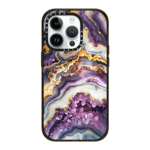 Nature Magick x CASETiFY iPhone 14 Pro ケース ブラック インパクトケース MagSafe対応 Purple Amethyst Crystal Marble