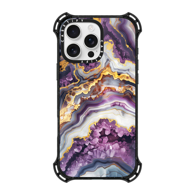 Nature Magick x CASETiFY iPhone 16 Pro Max ケース ブラック バウンスケース Purple Amethyst Crystal Marble