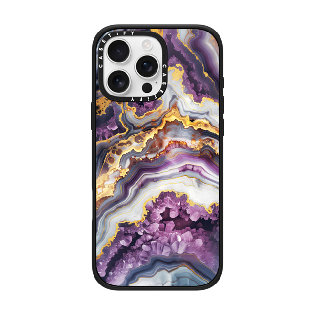 Nature Magick x CASETiFY iPhone 16 Pro Max ケース マットブラック インパクトケース MagSafe対応 Purple Amethyst Crystal Marble