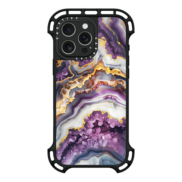 Nature Magick x CASETiFY iPhone 16 Pro Max ケース ブラック ウルトラ バウンスケース MagSafe対応 Purple Amethyst Crystal Marble