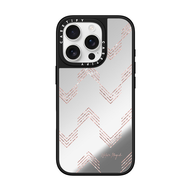 Nature Magick x CASETiFY iPhone 16 Pro ケース Silver on Black ミラーケース MagSafe対応 Deconstructed Chevron Pink by Nature Magick Back to School Nature Magick x CASETiFY iPhone 16 Pro ケース Silver on Black ミラーケース MagSafe対応 Deconstructed Chevron Pink by Nature Magick Back to School