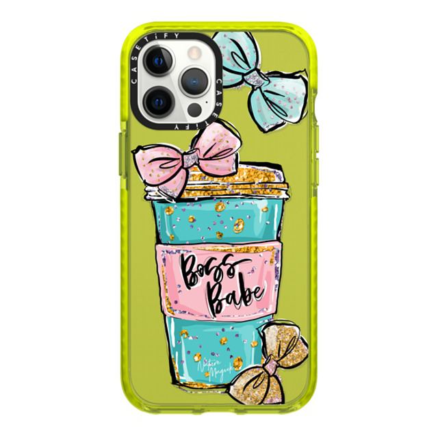 Nature Magick x CASETiFY iPhone 12 Pro Max Case ネオン イエロー Impact Case Boss Babe Coffee Cup with Bows Gold Teal Pink by Nature Magick Nature Magick x CASETiFY iPhone 12 Pro Max Case ネオン イエロー Impact Case Boss Babe Coffee Cup with Bows Gold Teal Pink by Nature Magick