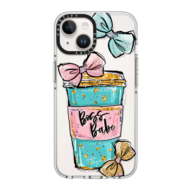 Nature Magick x CASETiFY iPhone 14 Case Clear Clear Case MagSafe Compatible Boss Babe Coffee Cup with Bows Gold Teal Pink by Nature Magick Nature Magick x CASETiFY iPhone 14 Case Clear Clear Case MagSafe Compatible Boss Babe Coffee Cup with Bows Gold Teal Pink by Nature Magick