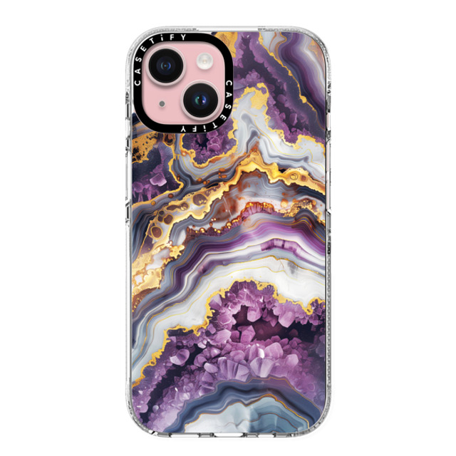 Nature Magick x CASETiFY iPhone 15 ケース クリア クリア ケース MagSafe対応 Purple Amethyst Crystal Marble