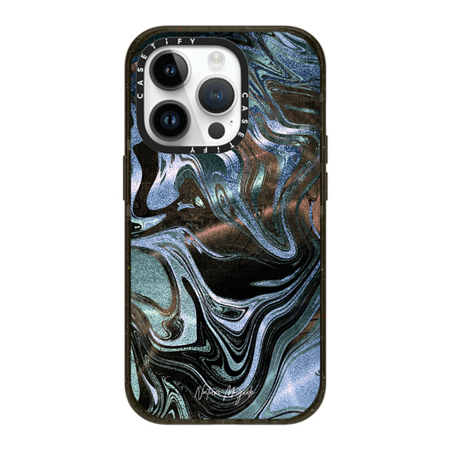 Nature Magick x CASETiFY iPhone 14 Pro ケース ブラック インパクトケース MagSafe対応 Deep Sea Blue Marble by Nature Magick