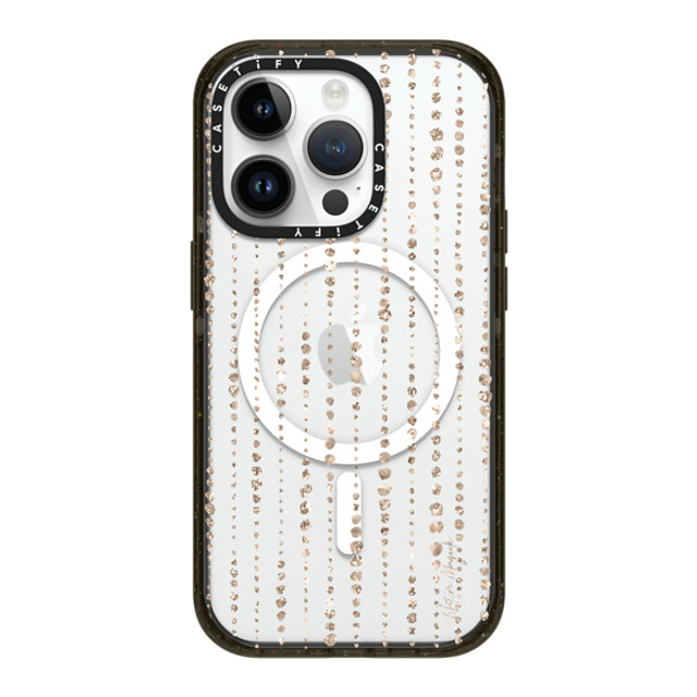 Nature Magick x CASETiFY iPhone 14 Pro ケース ブラック インパクトケース MagSafe対応 Brinley by Nature Magick - Gold Glitter + Clear