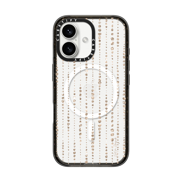 Nature Magick x CASETiFY iPhone 16 ケース ブラック インパクトケース MagSafe対応 Brinley by Nature Magick - Gold Glitter + Clear