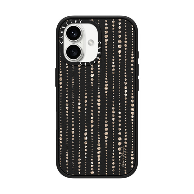 Nature Magick x CASETiFY iPhone 16 ケース マットブラック インパクトケース Brinley by Nature Magick - Gold Glitter + Clear