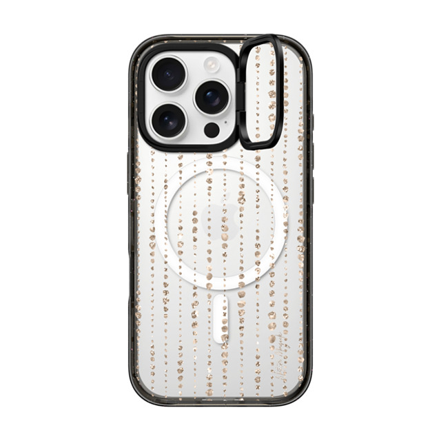 Nature Magick x CASETiFY iPhone 16 Pro ケース ブラック インパクトリングスタンドケース MagSafe対応 Brinley by Nature Magick - Gold Glitter + Clear