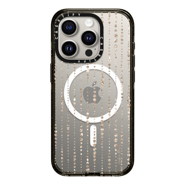 Nature Magick x CASETiFY iPhone 15 Pro ケース ブラック インパクトケース MagSafe対応 Brinley by Nature Magick - Gold Glitter + Clear