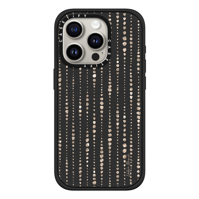 Nature Magick x CASETiFY iPhone 15 Pro ケース マットブラック インパクトケース MagSafe対応 Brinley by Nature Magick - Gold Glitter + Clear