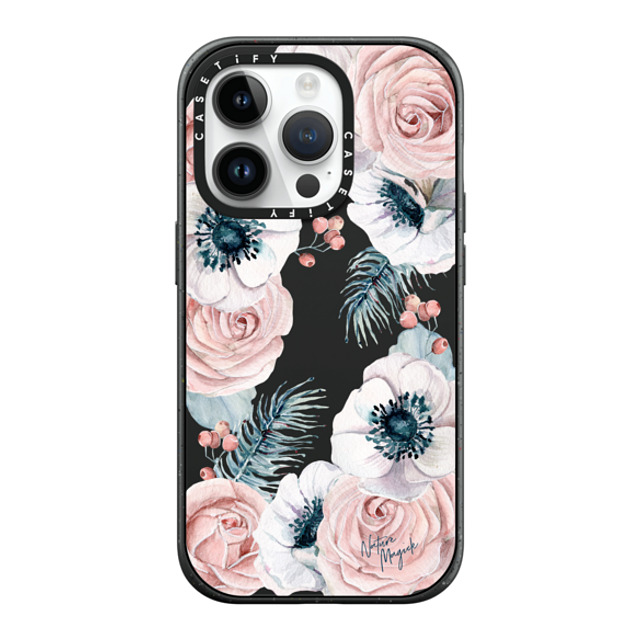 Nature Magick x CASETiFY iPhone 14 Pro ケース マットブラック インパクトケース MagSafe対応 Winter Blossom Love by Nature Magick