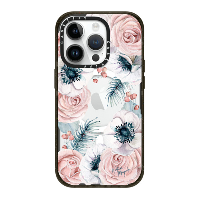 Nature Magick x CASETiFY iPhone 14 Pro ケース ブラック インパクトケース MagSafe対応 Winter Blossom Love by Nature Magick