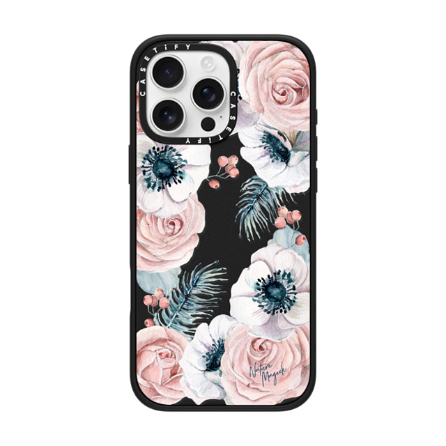 Nature Magick x CASETiFY iPhone 16 Pro Max ケース マットブラック インパクトケース MagSafe対応 Winter Blossom Love by Nature Magick