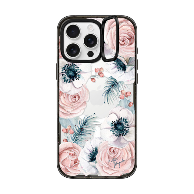 Nature Magick x CASETiFY iPhone 16 Pro Max ケース ブラック インパクトリングスタンドケース MagSafe対応 Winter Blossom Love by Nature Magick