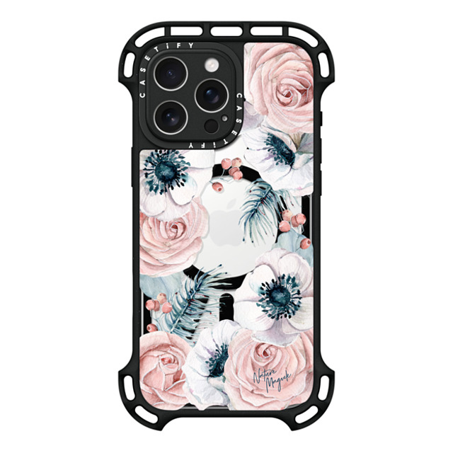 Nature Magick x CASETiFY iPhone 16 Pro Max ケース ブラック ウルトラ バウンスケース MagSafe対応 Winter Blossom Love by Nature Magick