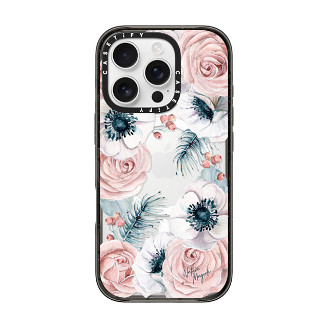 Nature Magick x CASETiFY iPhone 16 Pro ケース ブラック インパクトケース MagSafe対応 Winter Blossom Love by Nature Magick