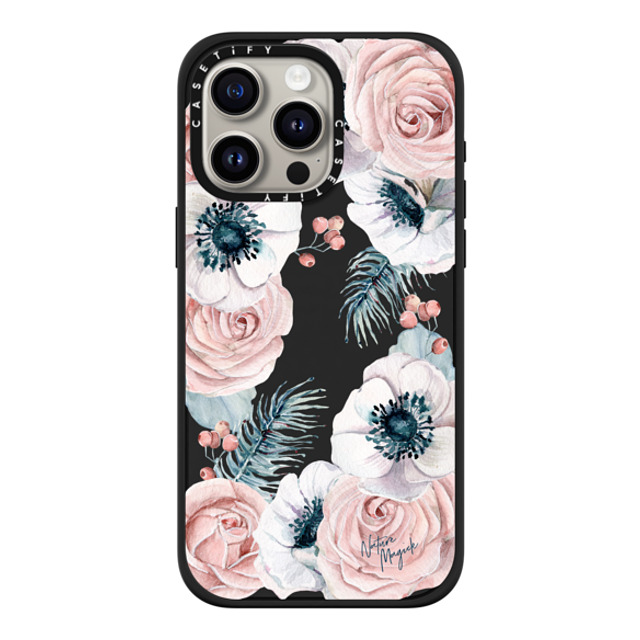 Nature Magick x CASETiFY iPhone 15 Pro Max ケース マットブラック インパクトケース MagSafe対応 Winter Blossom Love by Nature Magick