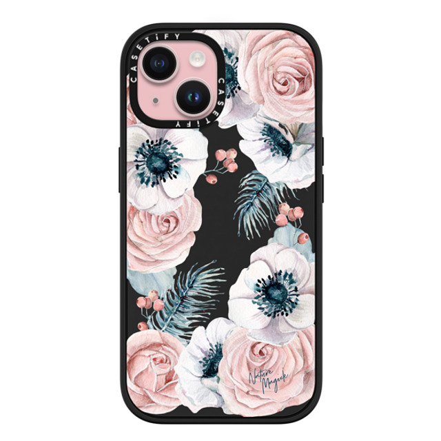 Nature Magick x CASETiFY iPhone 15 ケース マットブラック インパクトケース MagSafe対応 Winter Blossom Love by Nature Magick