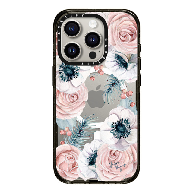 Nature Magick x CASETiFY iPhone 15 Pro ケース ブラック インパクトケース MagSafe対応 Winter Blossom Love by Nature Magick