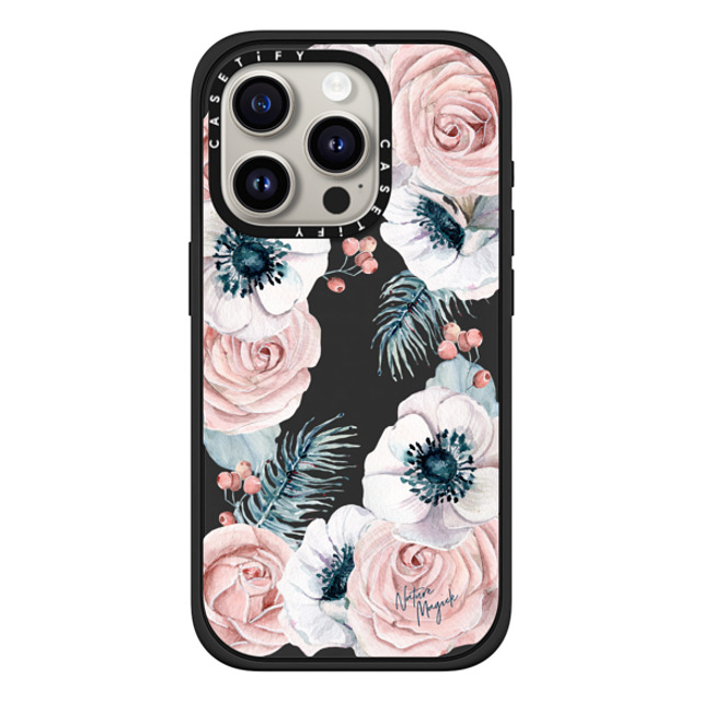 Nature Magick x CASETiFY iPhone 15 Pro ケース マットブラック インパクトケース MagSafe対応 Winter Blossom Love by Nature Magick