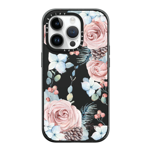 Nature Magick x CASETiFY iPhone 14 Pro ケース マットブラック インパクトケース MagSafe対応 Winter Woods Roses in the Forest by Nature Magick