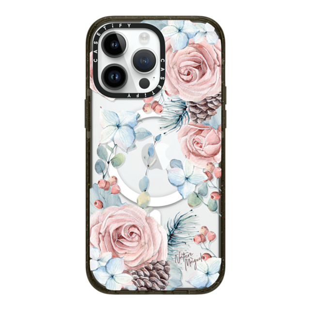 Nature Magick x CASETiFY iPhone 14 Pro Max ケース ブラック インパクトケース MagSafe対応 Winter Woods Roses in the Forest by Nature Magick